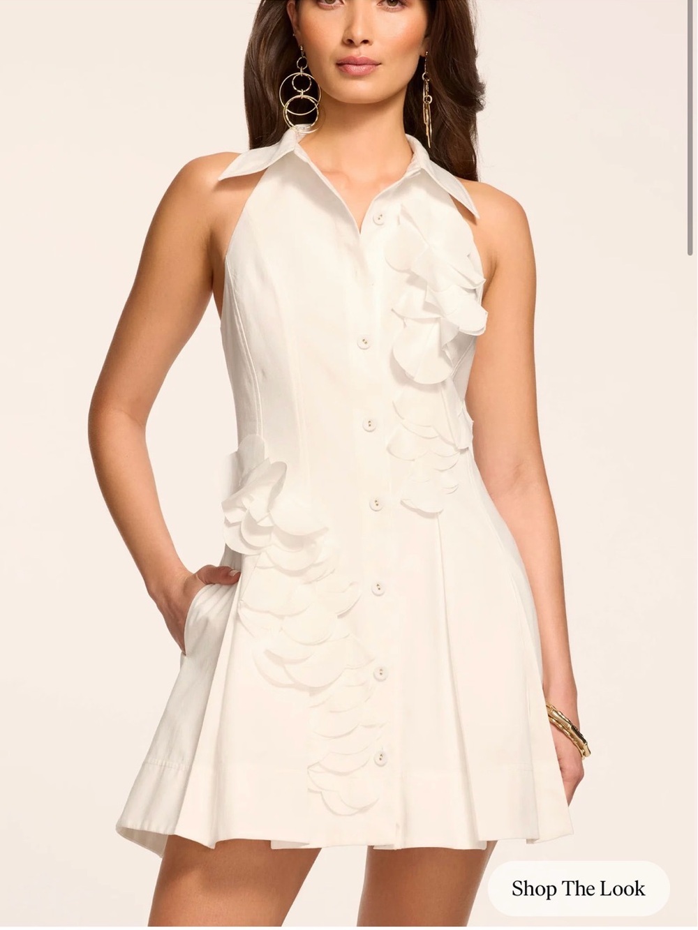 Ramy Brook Donna Dress- White Sleeveless Button-Front Mini